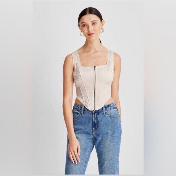 Future Direction Tops - Future Collective Kahlana Barfield Corset Bustier in Cream